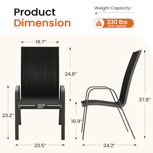 Image of JEAREY Patio Dining Chairs Set of 4, Outdoor Stackable Dining Furniture Set, All Weather Dining Set for Poolside,Lawn, Garden, Backyard, Black