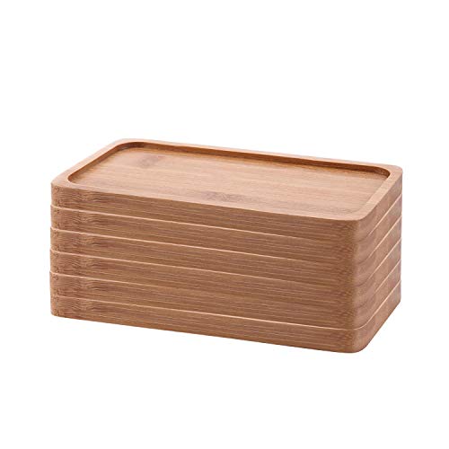 T4U 17CM bamboo Rectangle Bamboo Tray Sandy beige Set of 6