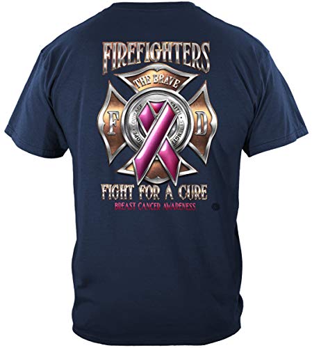 Firefighter Short Sleeve Shirts, 100% Cotton Casual Mens Shirts, Show Your Pride With Our Race For A Cure Cancer Awareness T-Shirts For Men Or Women (Xxx-Large) Navy #TOP26