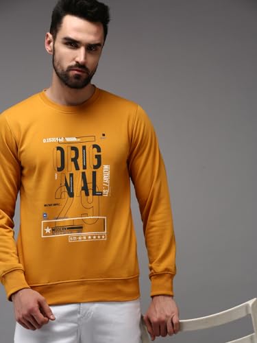 Image of SHOWOFFFF Men Printed Pullover Sweatshirt | Round Neck Full Sleeves Cotton Sweatshirt's for Mens | Slim Fit Regular Length Sweatshirts for Men's