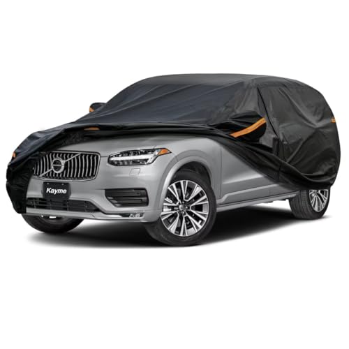 Kayme SUV Car Cover Fit for Volvo XC90XC90 Recharge (2003-2025) Automobiles All Weather Waterproof, Outdoor Cover Sun Rain Protection, with Lock and Z
