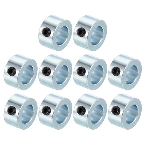 PATIKIL Bague de Réglage Alésage 13 mm Collier d'Arbre 22 mm OD 12 mm Épaisseur, 10 Pcs Acier au Carbone Zingué pour Roue de Butée de Train d'Atterrissage avec M6 Vis de Réglage, Argent