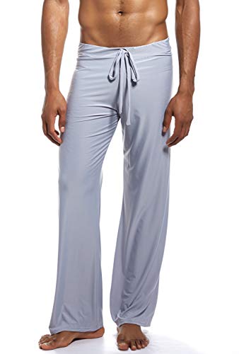 Calça masculina esportiva de ioga da AIEOE para relaxar e relaxar, solta, calça para dormir, Cinza,