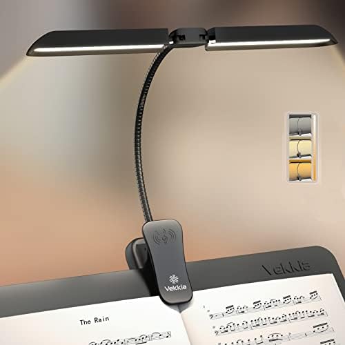 Vekkia Portable Music Stand Light, Professional 42 LED Rechargeable Super Bright Clip On Piano Lamp, 5 Brightness×3 Color Temperature, Perfect for Grand Piano, Book Reading