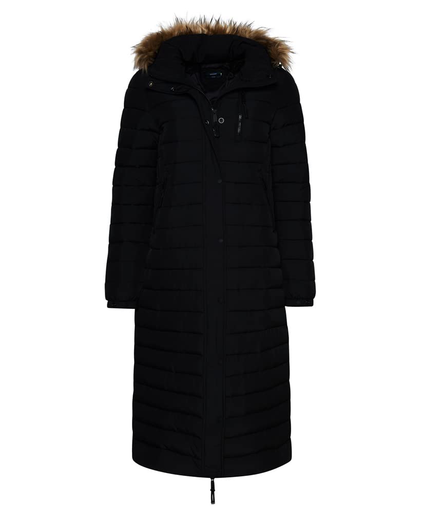 Superdry Women's Black Fuji Super Long Line Jacket, 10