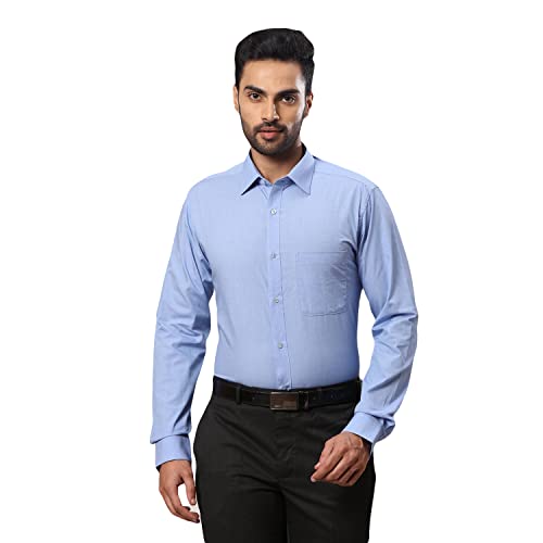 Image of Raymond Men's Pure Cotton Fil-A-Fil Pattern Slim Fit Semi Cutaway Collar Full Sleeve Formal Shirt