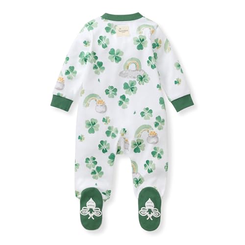Image of Burt's Bees Baby unisex-baby Sleep & Play, Organic One-piece Romper-jumpsuit Pj, Zip Front Footed Pajama