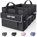 HOTOR Trunk Organizer - Car Organizer with 5 Pockets, Trunk organizer for SUV, Sedan & Van, Car Organization with Sturdy Base Panel for Car Accessories, Black, 2 Compartments, 23.6'×14.2'×10.6'