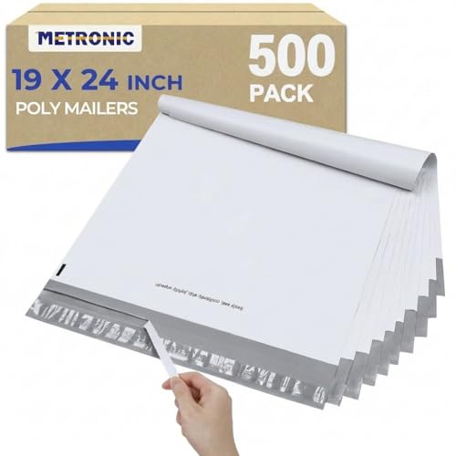 Metronic Large Poly Mailers 19x24 500Pcs, Shipping Bags for Clothes with Strong Adhesive and Tear...