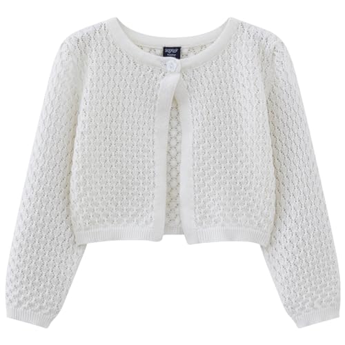 Girls Knitted Long Sleeve Cardigan Round Neck Hollow One Button Shawl Jacket Air Conditioning Bolero Shrug