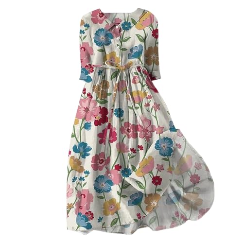 Vestidos camiseros casuales de verano para mujer, con solapa y botones, vestidos de sol de playa, vestido de flores de moda, semiformal, trajes de vacaciones de primavera, con tirantes, sueltos, de