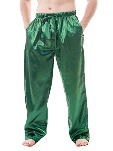Up2date Fashion Men's Satin Lounge PantsMediumGreen