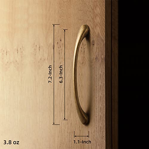 Goo-Ki 6 Pack Antique Brass Cabinet Arch Pulls 6.3-Inch(160Mm) Hole Center Burnished Drawer Handles Vintage Home Improvement Retro Dresser Handles Classic Zinc Alloy Kitchen Hardware #TOP1