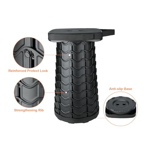 Image of Boreeman 2 Pack Collapsible Stool, Square Shape, Lightweight Yet More Sturdy with Load Capacity 400lbs, Upgraded Portable Stool for Camping Fishing Hiking BBQ