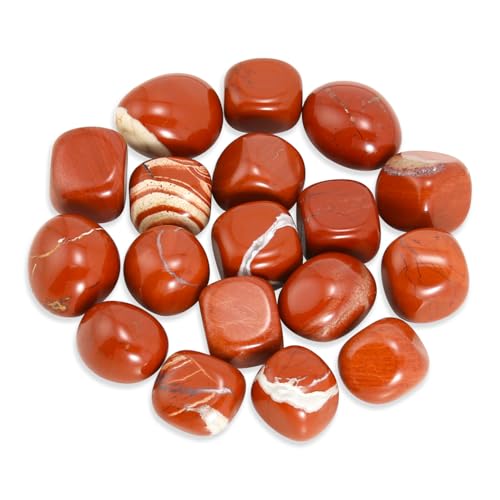 Nvzi Red Jasper Crystals Stone, Polished Stones & Rocks, Natural Healing Crystals for Chakra Balancing, Meditation, Spiritual Decor, Tumbled Stones for Energy, Reiki, Gifts (0.5LB)