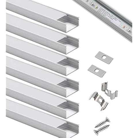StarlandLed LED Channel Wide 6-Pack, Aluminum Profile with Complete Mounting Accessories for up to 16mm LED Strip Light, Perfectly Suit for 16mm LightStrip Cover