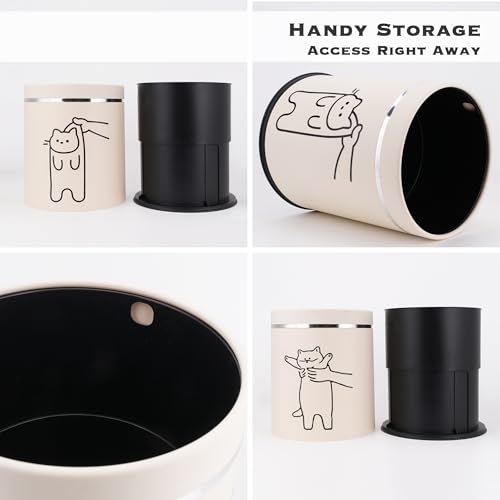 Image of Juju Cat Trash Can - Cat Decor Garbage Can - Small Waste Basket for Bedroom - Garbage Bin Trashcan - Wastebasket Dustbin Trash Cans - 3.3 Gallon / 12.5 Liter (Hey)