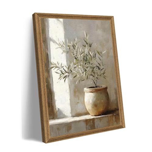 FWAHREN Organic Modern Farmhouse Muted Neutral Vintage Botanical Wall Art,