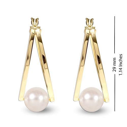 LeCalla 925 Sterling Sliver Pearl Hoop Earrings for Women | Pearl Double Oval Hoop Earrings Jewelry | Available in Rose Gold, Gold & Silver Plated Finish4