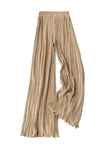 GORGLITTER Women's Flowy Pleated Pants Dressy High Waist Wide Leg Trousers Business Casual Work Palazzo Pant2