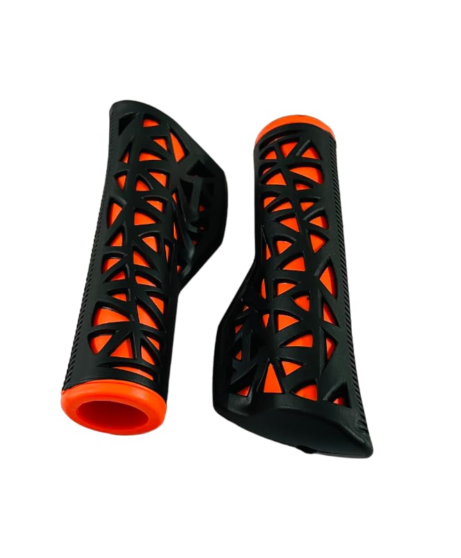 Image of Shrenik Cycle Handle Grip 24-29 Inch Bicycle Hand Grip 125mm Length Soft Rubber Non Toxic Anti-Slip MTB /City Dual Colored (Black-Orange)