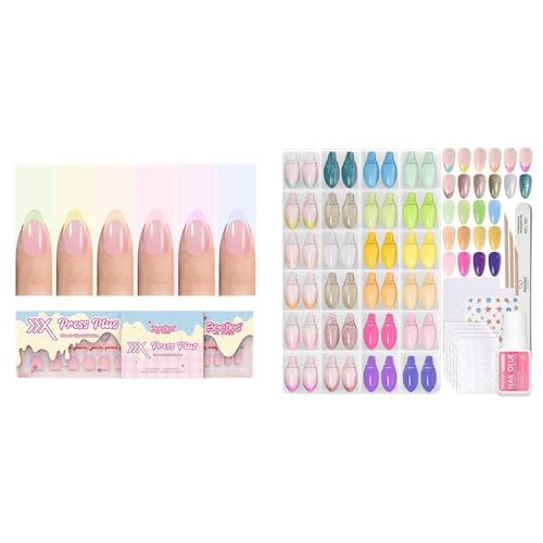 Beetles French Tips Press On Nails - Pastel Spring Short