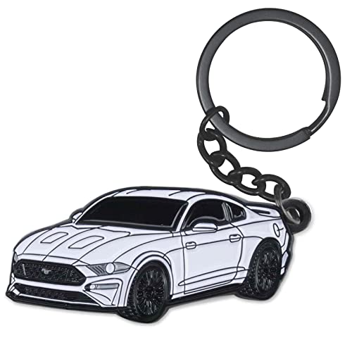 glahorse For Ford Mustang Keychain，For Ford Mustang Accessories 2015-2020，Metal Keychain (White)