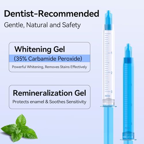 Image of JTF Portable Teeth Whitening Kit: LED Accelerator Light with 5 Whitening Gel and 1 Remineralization Gel, 35% Carbamide Peroxide, Battery Powered Teeth Whitener to Remove Stain for Brighter White Smile