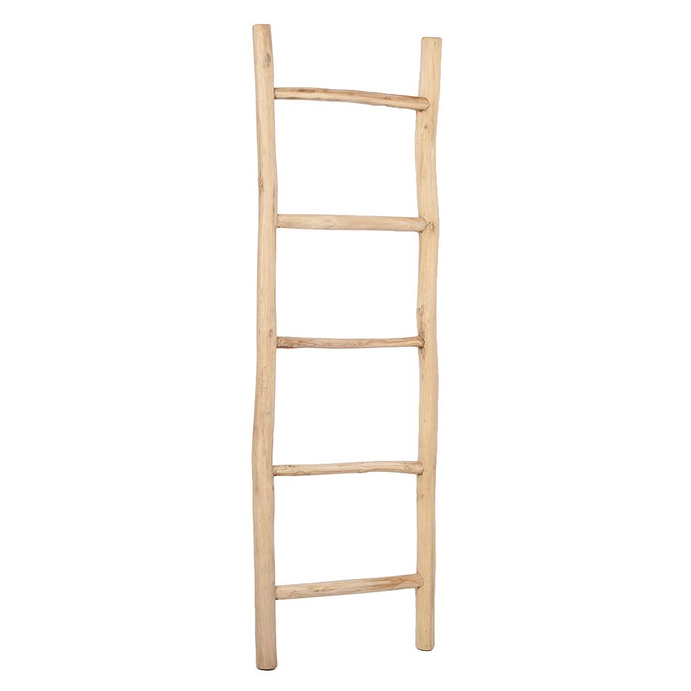 Teak Deko-Leiter Handtuchhalter Natural KEPALA ca. H150cm Kleiderständer Regal