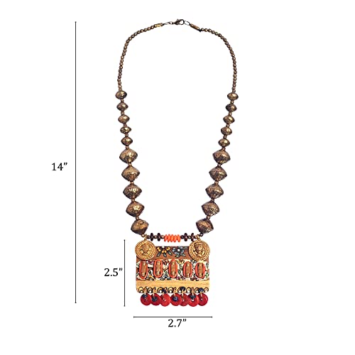 Image of Handcrafted Tribal Dhokra & Floral Charm Necklace Collection | Artisan Brass, Glass & Contemporary Statement Necklaces for Women | Ethnic, Elegant & Artistic Jewelry