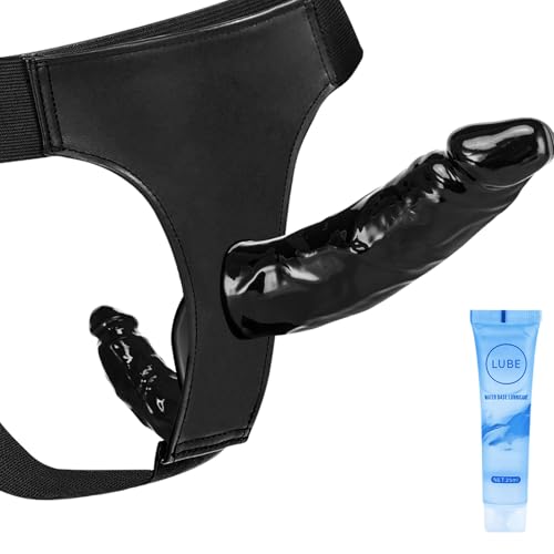 Strap On Dildo Harness with Integrated Double Ended Dildo Realistic Lesbian Sex Toys for Female Masturbation Women Lesbian Couples and Gay Sex Toyscouples for Couples Strap On Flesh (Black, 5.5 inch)
