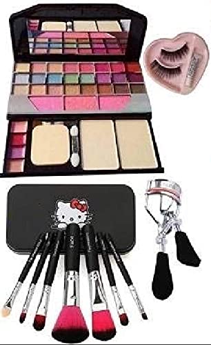 KHUSHI Face Makeup Kit Brush set with makeup kit Combo set and eyelashes with inside glue (Pack of 4)