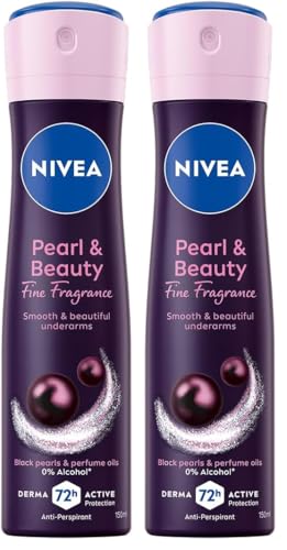 NIVEA Deodorante Spray Pearl & Beauty Fine Fragrance 150 ml, Deodorante donna antitraspirante per una protezione 72h, Formula con Estratti di Perla Nera e Oli profumati per un fragranza raffinata