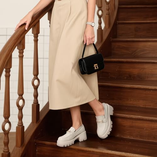Image of DREAM PAIRS Women Loafers Platform Chunky Heel Slip On Lug Sole Casual Dressy Office Business Shoes