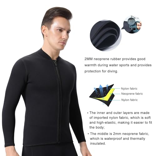 Chaqueta y pantalones de neopreno para hombre de 3mm, manga larga. Ideal para natación, surf, buceo y snorkel. Talla XXL miniatura 3