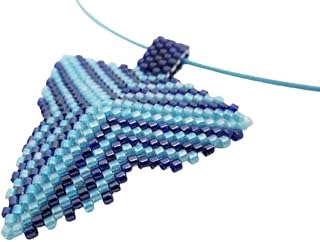 Beaded Peyote Triangle Pendant Necklace in Blue, Seed Bead Jewelry