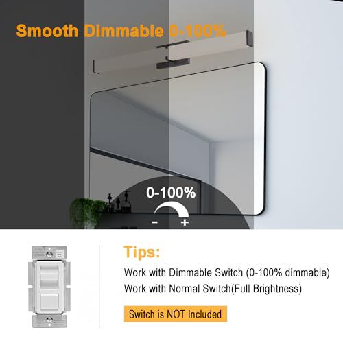 Image of 31.5Inch 3200LM Bathroom Light Fixtures 5CCT Optional, Black Modern LED Vanity Light Clear Shade, Dimmable Bathroom Lighting Fixtures Over Mirror - ETL Listed