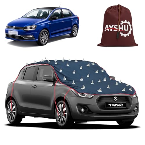 Image of AYSHU Water-Resistant Spike Car Cover for Volkswagen Ameo - Protects from Dogs, Monkeys, Dust, Sunlight & UV - Full Roof Universal Fit