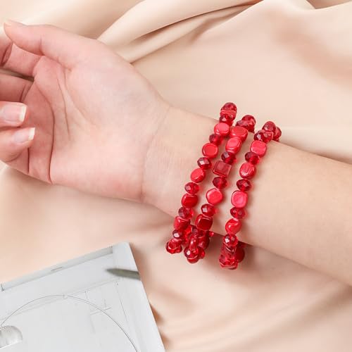 Jules D.Multi Rows Stackable Stretch Bracelet Colorful Shell Glass Boho Bracelets Trendy Costume Jewelry Gifts for Women3