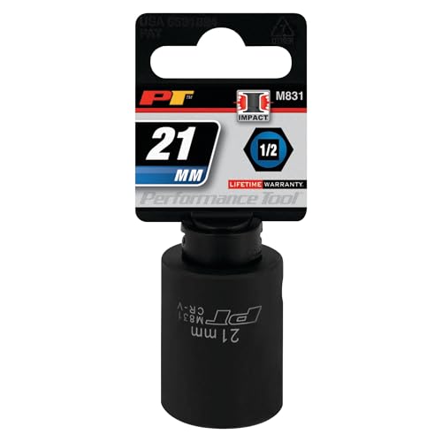 Image of Performance Tool M831 1 /2 Drive 6-Point Impact Socket, 21mm