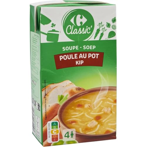 Soupe poule au pot Carrefour Classic avec vermicelles et légumes - Brique 1L - Lot de 4