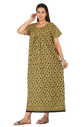Image of Monique Brand 100% Pure Cotton Nighty for Woman | Floral Gown for Women Night Wear | Cotton Nighty for Women Stylish | Maxi for Women Cotton