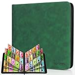 Old Canal Trading Card Album, Cards Scrapbook with 12 Compartments for up to 720 Card, Portable Zip Binder, Cards Binder for MTG, TCG, Football Cards (Dark Green)