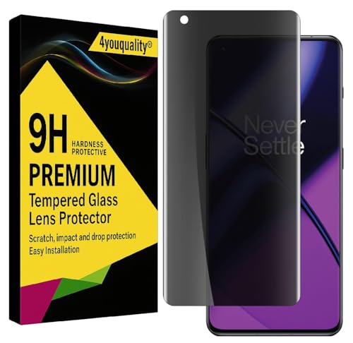Image of 4YouQuality Privacy Tempered Glass Screen Protector Compatible with OnePlus 11 (6.7 Inch) | Curved UV Anti-Spy Screen Guard | 9H Hardness | HD Clear | Fingerprint Sensor Support | Full Coverage | Easy Installation | Pack of 1