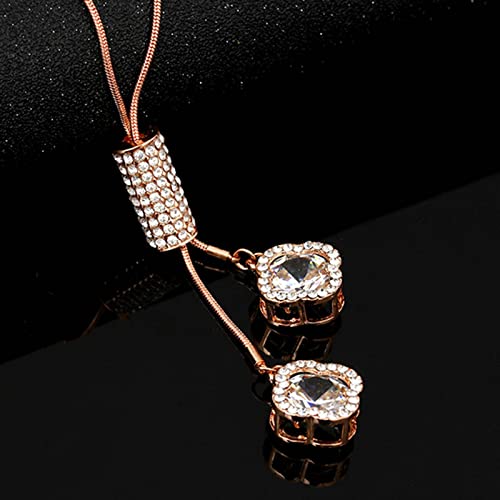 NA Clover Crystal Zircon Pendant Necklace Women's European and American Fashion Long Sweater Chain New Accessories Wish Hot Products
