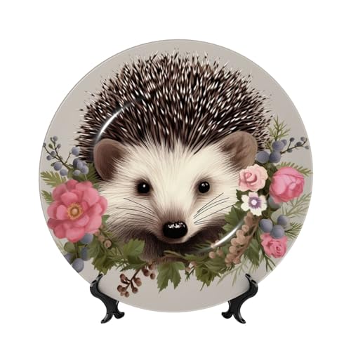 Assiette en porcelaine hérisson couronne florale 20cm - 2