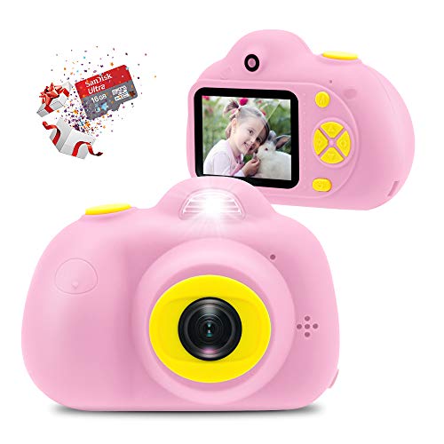 Veroyi Kids Camera with 16GB Micro SD Card 8MP Rechargeable Digital Front