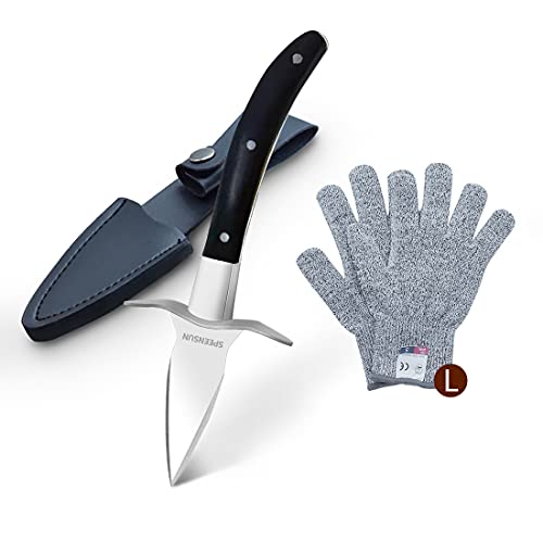 Oyster Shucker,Oyster Shucking knife,Speensun Oyster knife with Premium Quality Wood-handle With 5-leve Protection Food Grade Oyster Shucking Knife Gloves (L),Oyster Shucking Kit