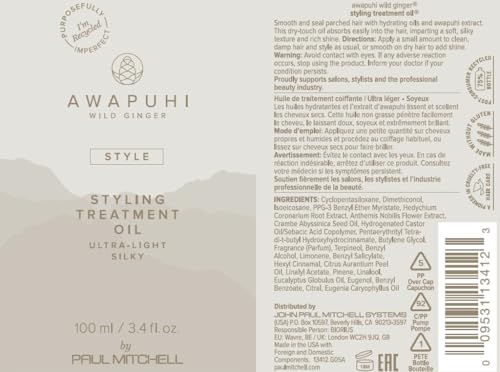 Awapuhi Wild Ginger S-PM-174-B1 By Paul Mitchell Styling Treatment Oil, Dry-Touch, Leave-In Formula, For All Hair Types thumb #6
