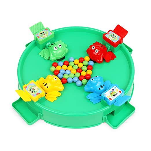 Fun Express Hungry Frog Game - 4 Players - Eat The Beans - Multiplayer Board Game for Kids & Family - Includes Frogs, Beans, Plate
